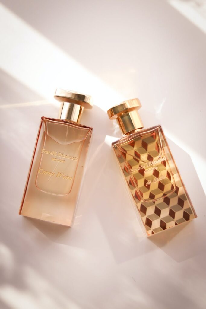 Two perfume bottles depicting how to identify authentic perfumes 